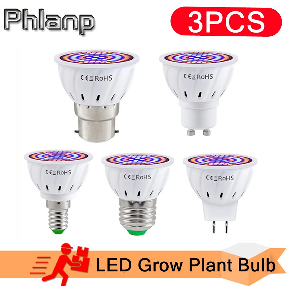 3 개 LED 성장 빛 E27 E14 MR16 GU10 전체 스펙트럼 온실 수경 LED 성장 램프 실내 식물 램프, Lampada 고품질